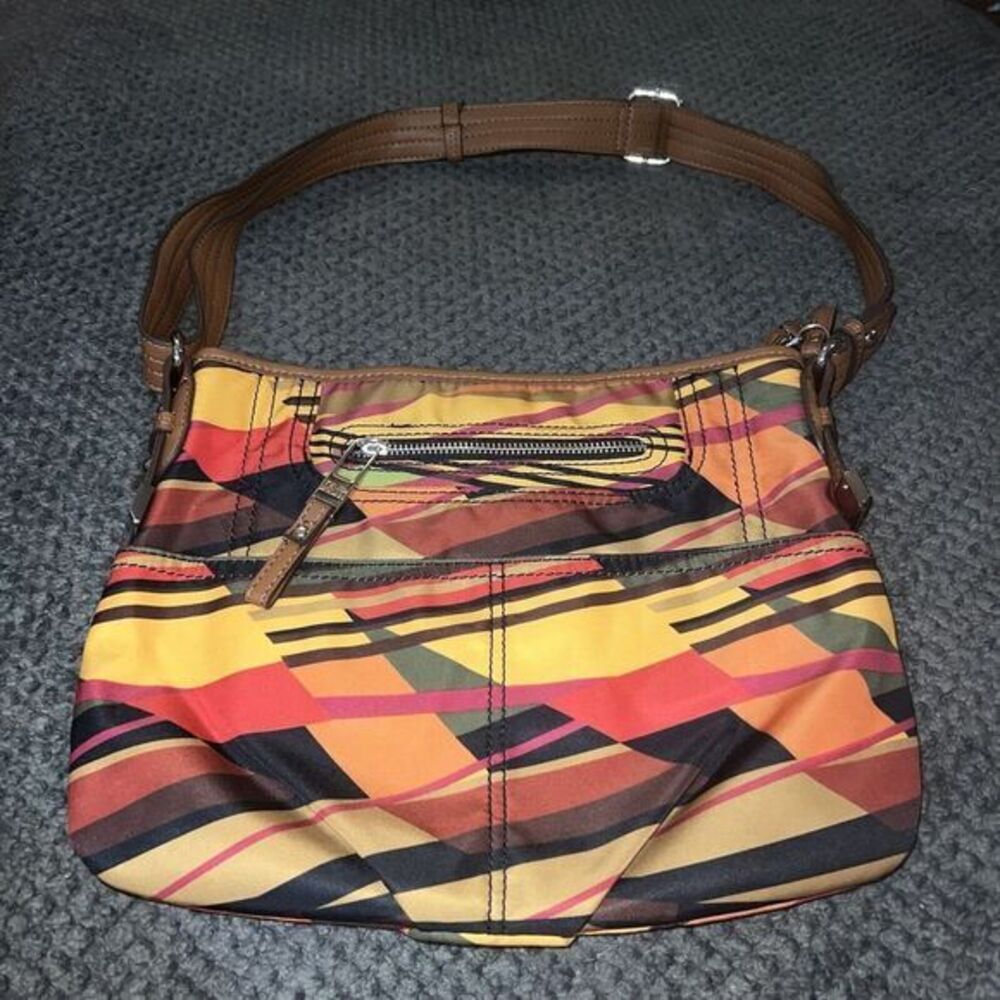 Tyler Rodan Yellow Tan Red Crossbody Shoulder Bag Lots of Pockets‎ Faux Leather